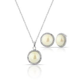 Forentina PS1368 Gümüş Kaplama İnci Modeli Kolye Küpe