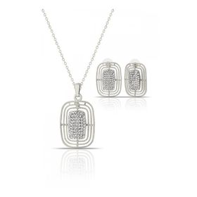 Forentina PS1408 Gümüş Kaplama Tasarım Kolye Küpe Set