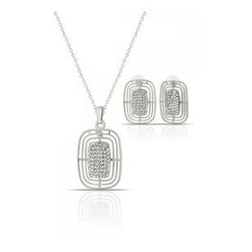 Forentina PS1408 Gümüş Kaplama Tasarım Kolye Küpe Set