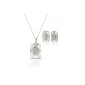 Forentina PS1408 Gümüş Kaplama Tasarım Kolye Küpe Set