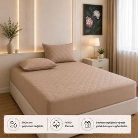 Formeya Alez Kahverengi %100 Pamuk Kapitone 80x180 cm Yatak Koruyucu Alez Fitted Çarşaf
