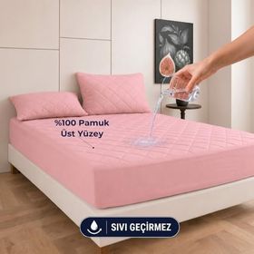 Formeya Alez Pudra %100 Pamuk Kapitone 100x200 CM Yatak Koruyucu Alez Fitted Çarşaf