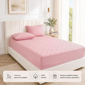 Formeya Alez Pudra %100 Pamuk Kapitone 120x200 cm Yatak Koruyucu Alez Fitted Çarşaf
