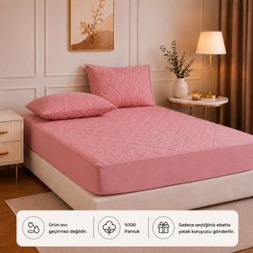 Formeya Alez Pudra %100 Pamuk Kapitone 140x200 cm Yatak Koruyucu Alez Fitted Çarşaf