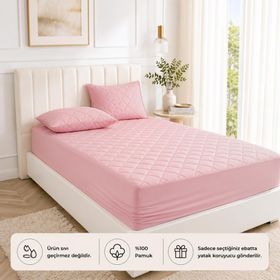 Formeya Alez Pudra %100 Pamuk Kapitone 180x200 cm Yatak Koruyucu Alez Fitted Çarşaf