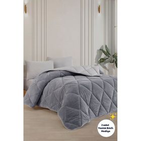 Formeya Çift Taraflı 220x240 cm Battal Boy Lüx Gri Welsoft Yorgan