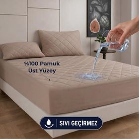 Formeya Kahverengi %100 Pamuk Kapitone 90x190 CM Yatak Koruyucu Alez Fitted Çarşaf