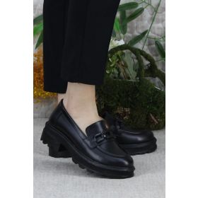 Fort 429002 Siyah Toka Detaylı Rahat Kadın Loafer Ayakkabı