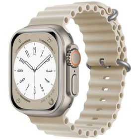 Forzacase FC007 Bej iOS Uyumlu Watch 8 45 mm Oluklu Ocean Silikon Kordon Kayış