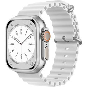 Forzacase FC007 Beyaz iOS Uyumlu Watch Ultra 2 49 mm Oluklu Ocean Silikon Kordon Kayış
