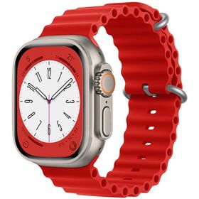 Forzacase FC007 Kırmızı iOS Uyumlu Watch Ultra 49 mm Oluklu Ocean Silikon Kordon Kayış