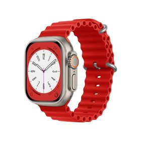 Forzacase FC007 Kırmızı iOS Uyumlu Watch Ultra 49 mm Oluklu Ocean Silikon Kordon Kayış