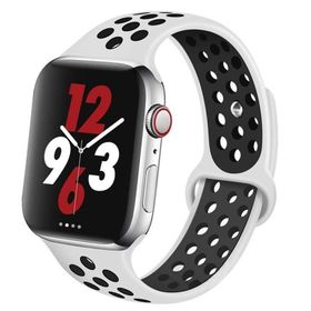 Forzacase FC008 Beyaz Siyah iOS Uyumlu Watch 9 41 mm Delikli Sportif Silikon Kordon Kayış