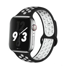 Forzacase FC008 Beyaz Siyah iOS Uyumlu Watch 9 41 mm Delikli Sportif Silikon Kordon Kayış