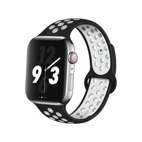 Forzacase FC008 Beyaz Siyah iOS Uyumlu Watch 9 41 mm Delikli Sportif Silikon Kordon Kayış