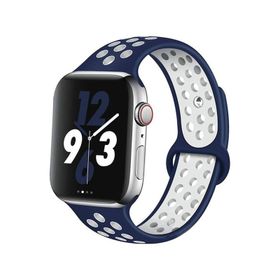 Forzacase FC008 Lacivert Beyaz iOS Uyumlu Watch 9 41 mm Delikli Sportif Silikon Kordon Kayış