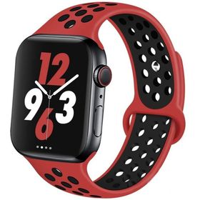 Forzacase FC009 Siyah Kırmızı iOS Uyumlu Watch 9 45 mm Delikli Sportif Silikon Kordon Kayış