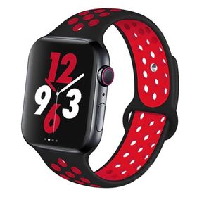 Forzacase FC009 Siyah Kırmızı iOS Uyumlu Watch 9 45 mm Delikli Sportif Silikon Kordon Kayış