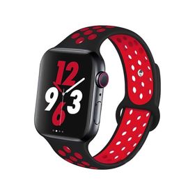 Forzacase FC009 Siyah Kırmızı iOS Uyumlu Watch 9 45 mm Delikli Sportif Silikon Kordon Kayış