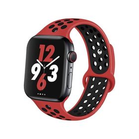 Forzacase FC009 Siyah Kırmızı iOS Uyumlu Watch 9 45 mm Delikli Sportif Silikon Kordon Kayış