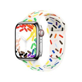 Forzacase FC124 Beyaz iOS Uyumlu Watch 8 45 mm Renkli Damla Sportif Silikon Kordon Kayış