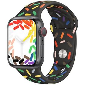Forzacase FC124 Siyah iOS Uyumlu Watch Ultra 2 49 mm Renkli Damla Sportif Silikon Kordon Kayış