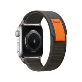 Forzacase FC266 Siyah iOS Uyumlu Watch 8 45 mm Uyumlu Trial Cırtlı Hasır Kumaş Kordon Kayış