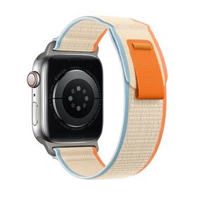 Forzacase FC267 Beyaz iOS Uyumlu Watch 38 40 41 mm Uyumlu Trial Cırtlı Hasır Kumaş Kordon Kayış