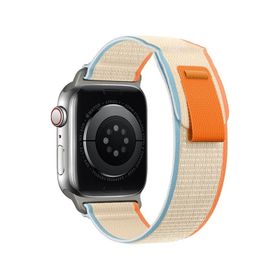Forzacase FC267 Beyaz iOS Uyumlu Watch 38 40 41 mm Uyumlu Trial Cırtlı Hasır Kumaş Kordon Kayış