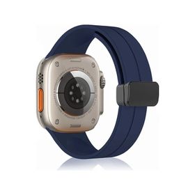 Forzacase FC272 Lacivert iOS Uyumlu Watch 9 45 mm Manyetik Tokalı 22 mm Silikon Kordon Kayış