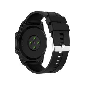 Forzacase Huawei Watch GT 4 FC369 Siyah 46 mm İçin Tokalı Çizgi Desen Silikon Kordon
