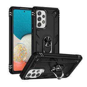 Forzacase Samsung Galaxy A53 Ares Serisi Yüzük Standlı Armor Sert Plastik Siyah Cep Telefonu Kılıfı