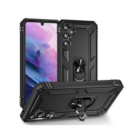 Forzacase Samsung Galaxy A54 Ares Serisi Yüzük Standlı Armor Sert Plastik Siyah Cep Telefonu Kılıfı