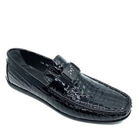 Fosco 2094 589 430 Siyah Hakiki Deri Erkek Loafer Rok Ayakkabı