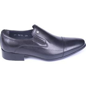 Fosco 3015 Siyah Bağcıksız Hakiki Deri Erkek Klasik Ayakkabı