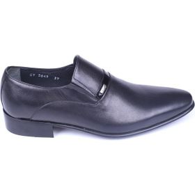 Fosco 5049 Siyah Erkek Bağcıksız Hakiki Deri Klasik Ayakkabı