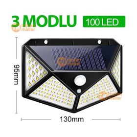 Fotoselli Projektör 100 Led Sensörlü Güneş Enerjili Solar Duvar Kapı Lambası