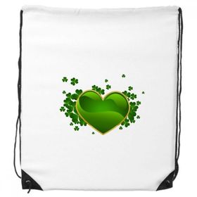 Four Leaf Clover Altın Kenarlı Kalp İrlanda St Patrick Günlük Sırt Çantası