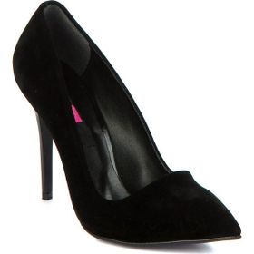 Fox Shoes 8922151902 Siyah-Siyah Süet Topuklu Ayakkabı
