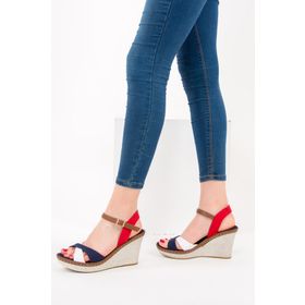 Fox Shoes 9674040205 Lacivert Dolgu Topuklu Ayakkabı