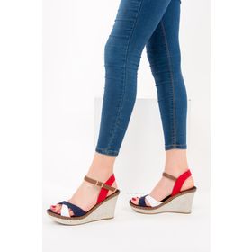 Fox Shoes 9674040205 Lacivert Dolgu Topuklu Ayakkabı