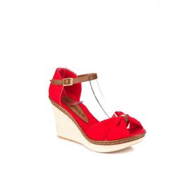 Fox Shoes 9674040505 Kırmızı Dolgu Topuklu Ayakkabı
