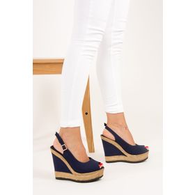 Fox Shoes 9674070805 Lacivert Dolgu Topuklu Ayakkabı