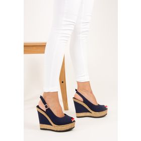 Fox Shoes 9674070805 Lacivert Dolgu Topuklu Ayakkabı