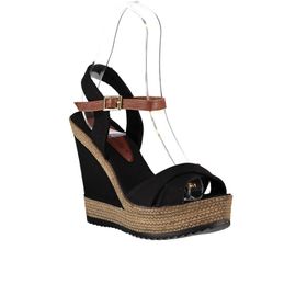 Fox Shoes 9674070905 Siyah Keten Dolgu Topuklu Ayakkabı