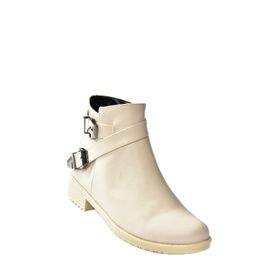 Fox Shoes A726193409 Bej Suni Deri Alçak Topuklu Günlük Kadın Bot