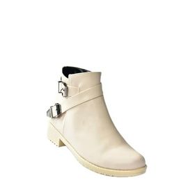 Fox Shoes A726193409 Bej Suni Deri Alçak Topuklu Günlük Kadın Bot