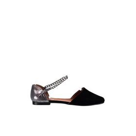 Fox Shoes B726024402 Siyah Platin Kadın Babet