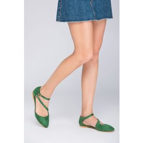 Fox Shoes D726016902 Yeşil Kadın Babet