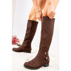 Fox Shoes E726203402 Kahverengi Süet Kadın Çizme